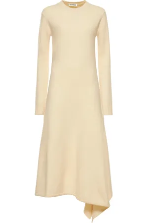 Jil Sander Asymmetric Boiled Wool Long Dress