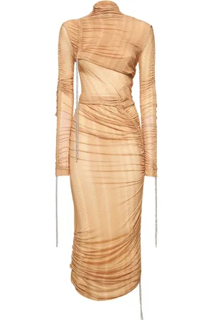 Missoni Gathered Jersey Cutout Turtleneck Dress