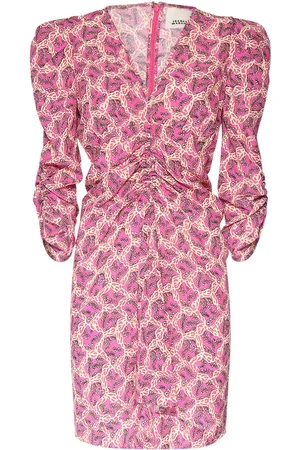 Isabel Marant Aliniza Gathered Floral Silk Mini Dress