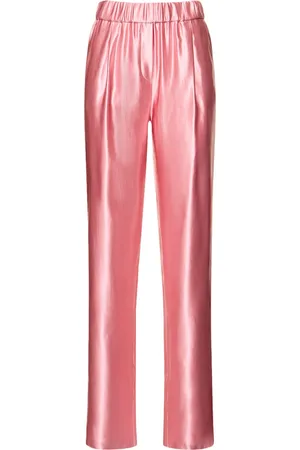 Giorgio Armani Pleated Silk & Linen Straight Pants