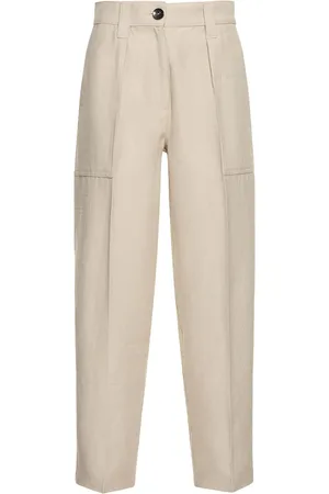 Giorgio Armani Drill Linen & Wool Loose Leg Pants
