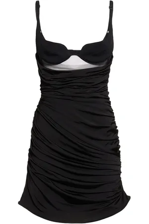 MUGLER Ruffled Tulle & Jersey Mini Dress