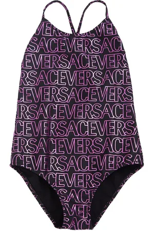 VERSACE Logo Print Tech Onepiece Swimsuit