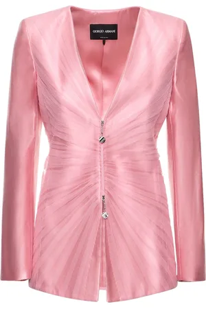 Giorgio Armani V-neck Silk Zip Blazer