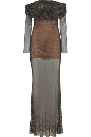Self-Portrait Embellished Fishnet Maxi Dress