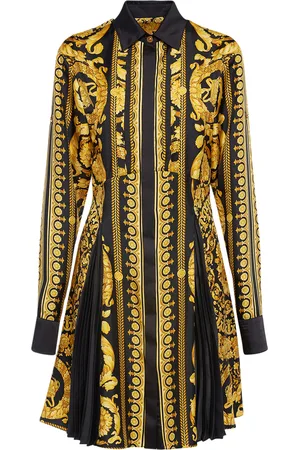 VERSACE Barocco Print Silk Twill Shirt Dress