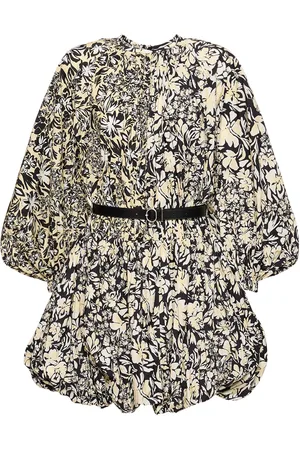 Jil Sander Printed Taffeta Mini Dress W/belt