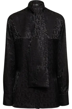 VERSACE Logo Jacquard Silk Twill Shirt W/scarf