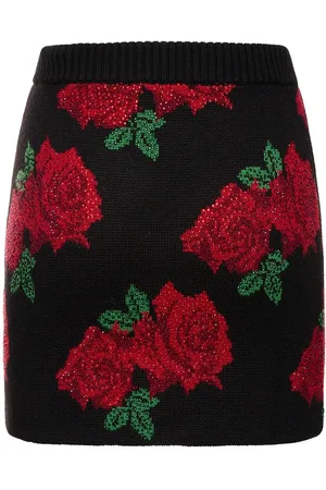 GIUSEPPE DI MORABITO Rose Jacquard Wool Knit Mini Skirt