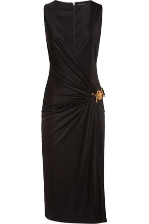 VERSACE Draped Viscose Jersey Midi Dress