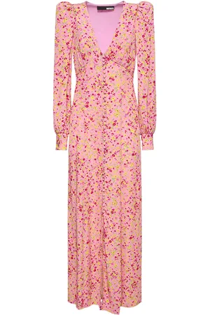 ROTATE Floral Print Jacquard Maxi V-neck Dress