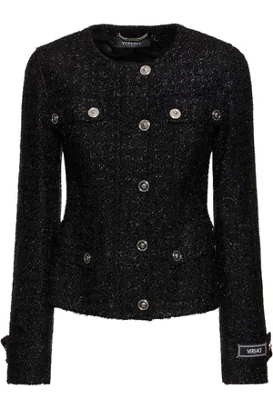 VERSACE Lurex Tweed Collarless Jacket