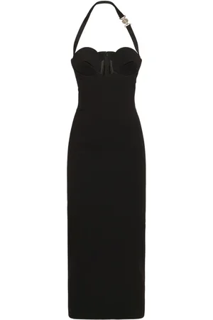 VERSACE Envers Satin Midi Dress W/ Logo
