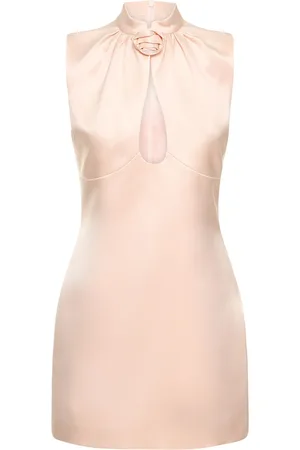 MAGDA BUTRYM Silk Satin Mini Dress W/rose
