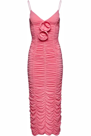 MAGDA BUTRYM Ruched Jersey Midi Dress W/roses