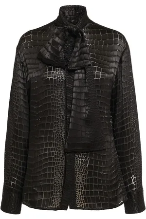 VERSACE Crocodile Devoré Bow Shirt
