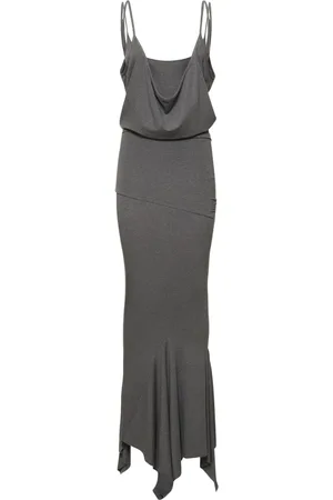 The Attico Draped Jersey Mélange Midi Dress