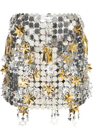 Paco rabanne Round & Star Sequined Mesh Mini Skirt