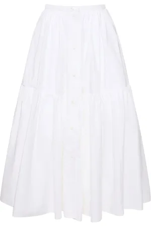 Patou Cotton Poplin Midi Skirt W/ Buttons