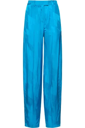 The Attico Jagger Logo Jacquard Satin Wide Pants