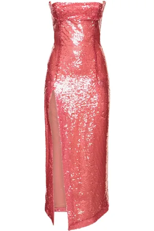 The Attico Sequined Strapless Midi Dress