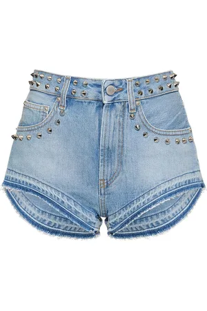 Alessandra Rich Studded Denim Mini Shorts