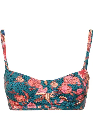 ULLA JOHNSON Zahara Printed Stretch Tech Bikini Top