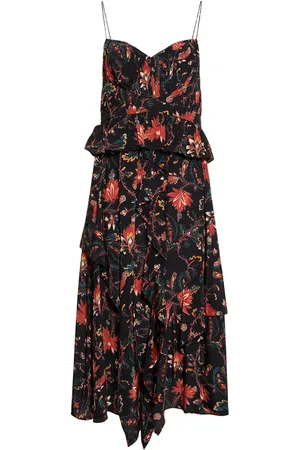 ULLA JOHNSON Renata Ruffled Silk Long Dress