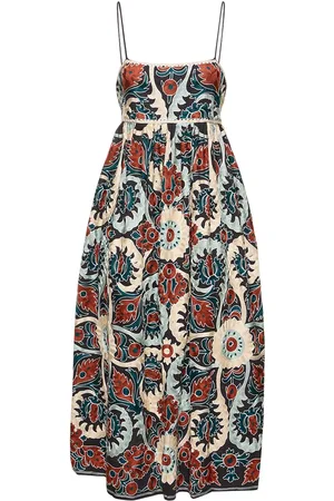 ULLA JOHNSON Mayra Printed Linen Blend Midi Dress