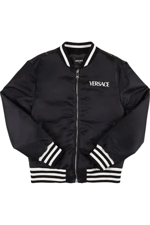 VERSACE Embroidered Logo Silk Bomber Jacket