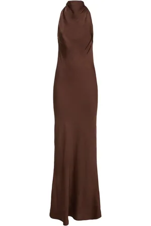 ROTATE Halter Neck Satin Maxi Dress