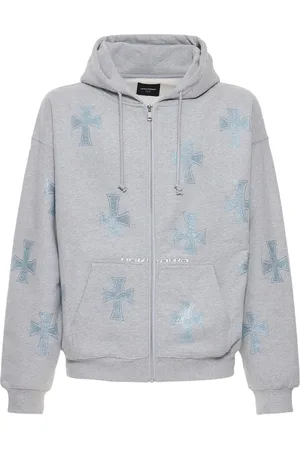 UNKNOWN Rhinestone Cross Cotton Hoodie