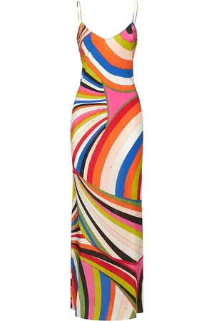 Puccini Crepe De Chine Iride Print Maxi Dress