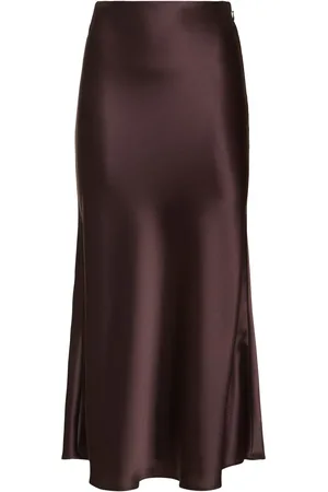 GALVAN Valletta Satin Midi Skirt
