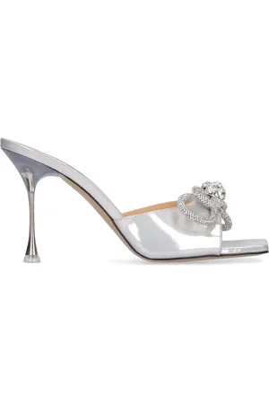 Mach & Mach 95mm Double Bow Pearl Leather Mules