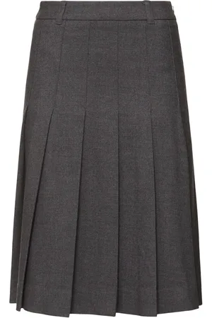 DUNST Pleated Flannel Midi Skirt