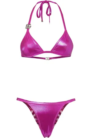 Dolce & Gabbana Laminated Jersey Triangle Bikini Set