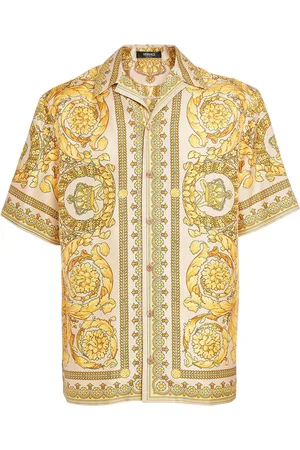 VERSACE Barocco Printed Silk Short Sleeve Shirt