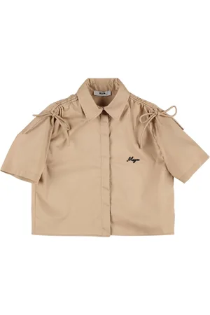 Msgm Cotton Blend Poplin Shirt W/bows