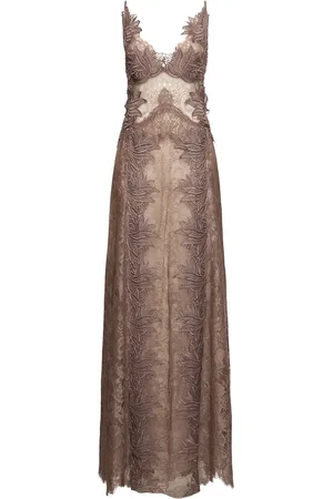 Alberta Ferretti Cotton Blend Lace Long Dress