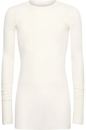 Rick Owens Ribbed Long Sleeve Silk Blend T-shirt