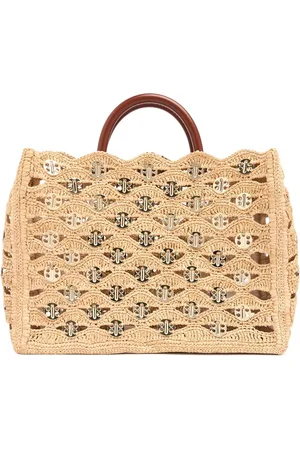 Paco rabanne Embroidered Raffia Tote Bag