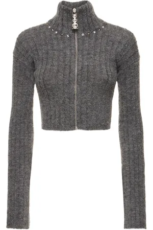 Alessandra Rich Mohair Blend Knit Crop Cardigan