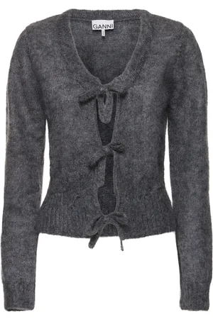 Ganni Tie-string Mohair Blend Cardigan