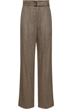 Brunello Cucinelli Brushed Wool Blend Wide Pants