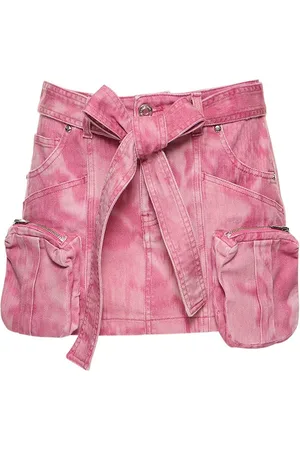 BLUMARINE Belted Denim Mini Cargo Skirt