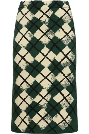 Burberry Check Cotton Knit Midi Skirt