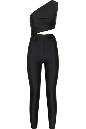 The Andamane Poppy Shiny Lycra One Shoulder Jumpsuit