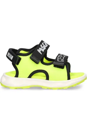 Msgm Logo Print Leather & Canvas Strap Sandal