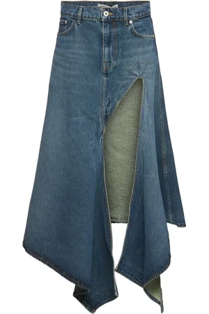 Y / PROJECT Asymmetric High Rise Denim Midi Skirt